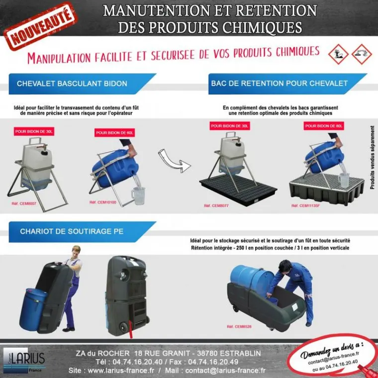 MANUTENTION ET RETENTION DES PRODUITS CHIMIQUES, Estrablin, Larius France
