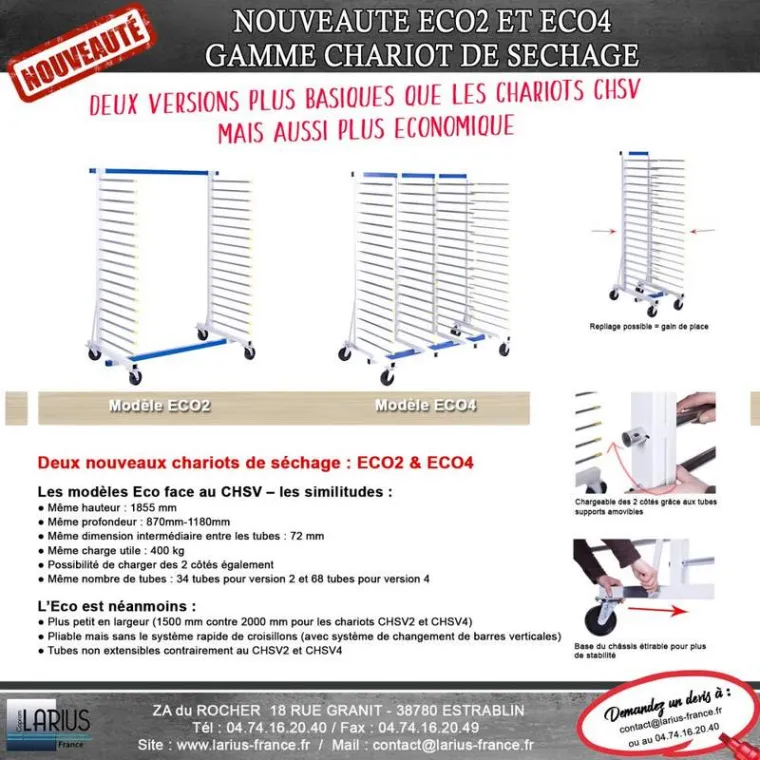 NOUVEAUTÉ DANS NOTRE GAMME DES CHARIOTS DE SÉCHAGE !, Estrablin, Larius France